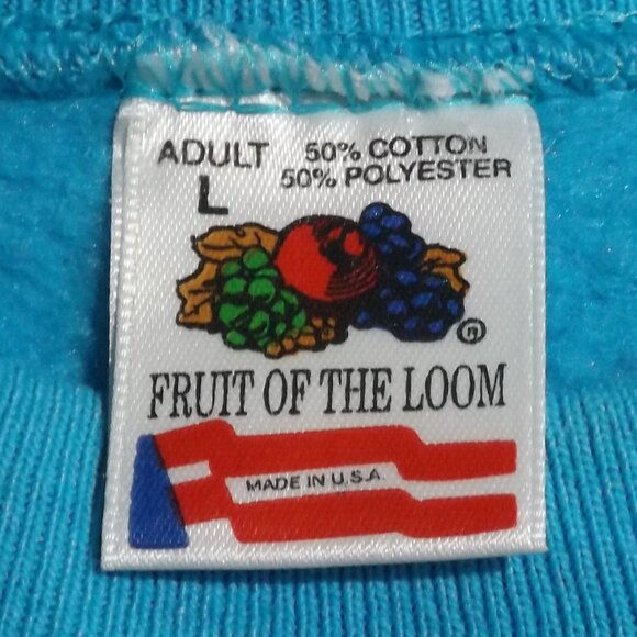 MEMORIES/PRECIOUS TREASURES Sweatshirt, L, Aqua Blue, Vintage Granny Top - Picture 9 of 10